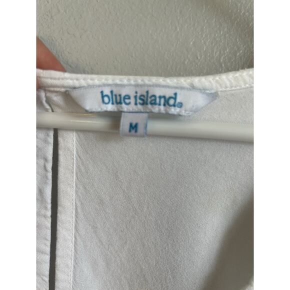 White Eyelet Coverup Mini Dress Swim Cotton Embroidered Lined Boho Beach Bride M - Picture 10 of 13